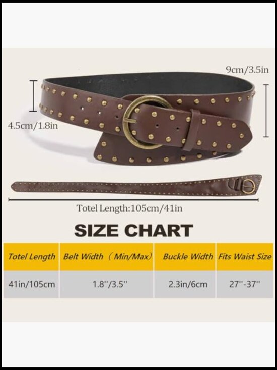 Vintage Western Chunky Wide Waist Belt Faux Leather Thick Dress Belt with Metal main image 7